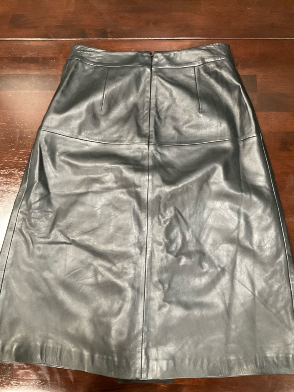 HALOGEN GENUINE LEATHER A LINE SKIRT - Picture 2 of 8